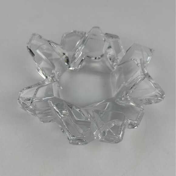Ice Crystal Shaped Ashtray Signed Faceted Design & FM Art Glass Marking - Picture 9 of 10